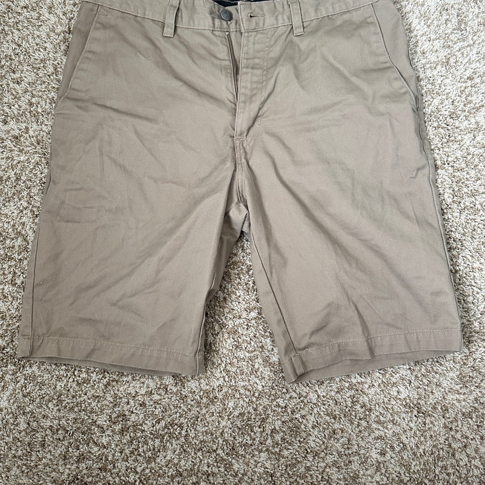 Volcom Vmonty Tan Flat Front Shorts
